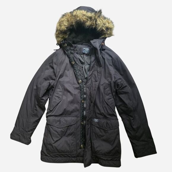 Abercrombie & Fitch Other - Abercrombie & Fitch black parka with fur hood Size Large